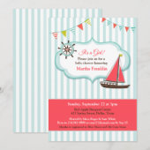 Baby shower Zeilboot Jongensuitnodiging Kaart (Voorkant / Achterkant)
