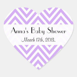 baby shower - Zigzag Pattern, Chevron - Paars Hart Sticker