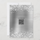 Baby Shower Zilver Glitterende Folie Fancy Script Kaart (Achterkant)