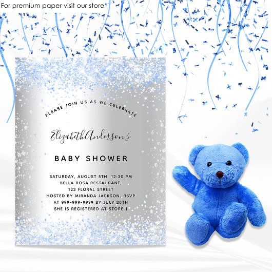 Baby shower zilverblauw