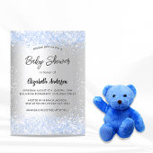 Baby shower zilverblauw, confetti sprinkhaan kaart