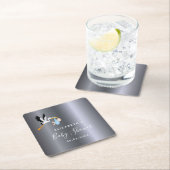 Baby shower zilverblauw kartonnen onderzetters (Insitu)