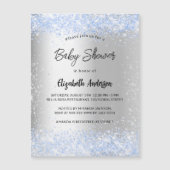 Baby shower zilverblauw magnetische uitnodiging (Voorkant)