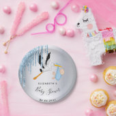 Baby shower zilverblauw papieren bordje (Feest)