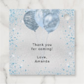 Baby shower zilverblauwe glitterballonnen bedankt bedankjes labels (Achterkant)