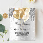 Baby shower zilveren ballonnen flyer