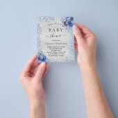 Baby shower zilveren floranje uitnodiging voor beg flyer (Hand)