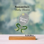 Baby shower Zilveren Gele Groene Rammelaar Acryl Bord (Neutraal)