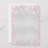Baby shower zilveren glitter roze meisje luxe kaart (Achterkant)
