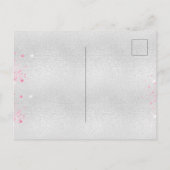 Baby shower zilveren glitter roze roze uitnodiging briefkaart (Achterkant)