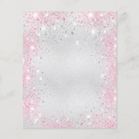 Baby shower zilveren glitter roze uitnodiging (Achterkant)