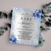 Baby shower zilverglitter floranje uitnodiging