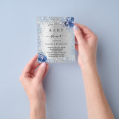 Baby shower zilverglitter floranje uitnodiging flyer (Hand)