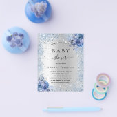 Baby shower zilverglitter floranje uitnodiging flyer (Enkel)