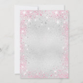 Baby shower zilverroze glitter floral kaart (Achterkant)