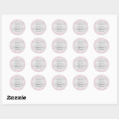 Baby shower zilverroze glitter ronde sticker (Vel)