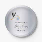 Baby shower zilverveenbaars papieren bordje (Voorkant)