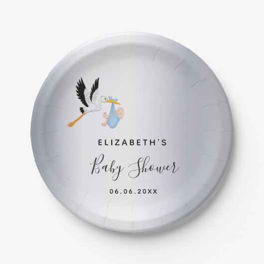 Baby shower zilverveenbaars papieren bordje (Voorkant)