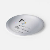 Baby shower zilverveenbaars papieren bordje (Gekanteld)