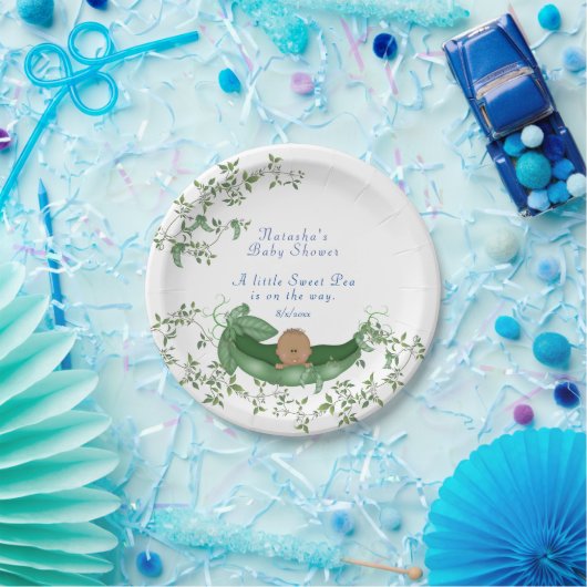 Baby shower zoete erwt groene wijnstokken etnisch papieren bordje (Feest)