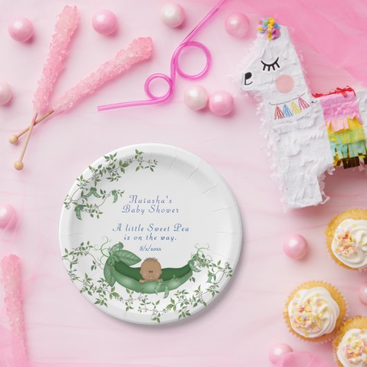Baby shower zoete erwt groene wijnstokken etnisch papieren bordje (Feest)