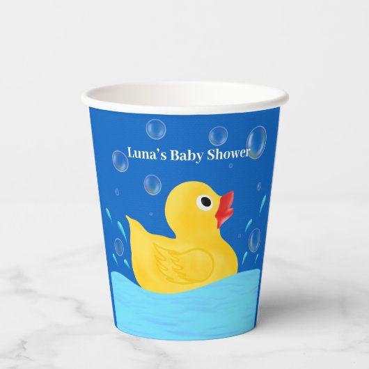 Baby shower zoete Rubber Ducky Bubbles Papieren Bekers (Achterkant)
