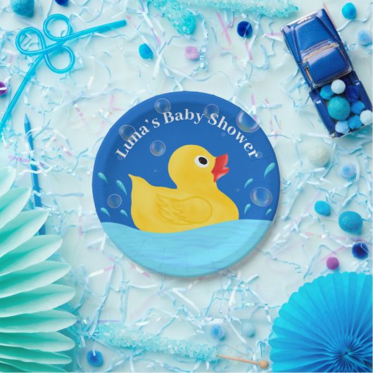 Baby shower zoete Rubber Ducky Bubbles Papieren Bordje (Feest)