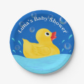 Baby shower zoete Rubber Ducky Bubbles Papieren Bordje (Voorkant)