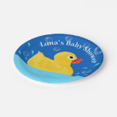 Baby shower zoete Rubber Ducky Bubbles Papieren Bordje (Gekanteld)