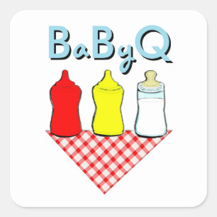 Baby Shower Zomer BBQ Vierkante Sticker