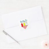 Baby Shower Zomer BBQ Vierkante Sticker (Envelop)