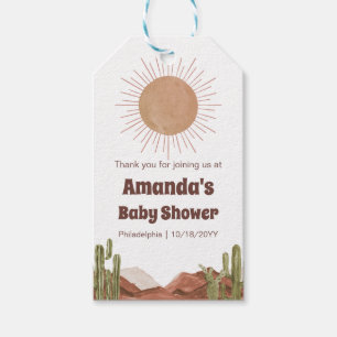 Baby shower Zon en woestijn thema Cadeaulabel