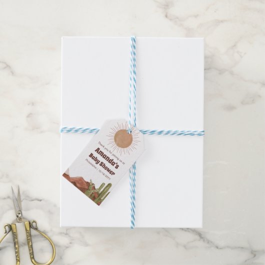 Baby shower Zon en woestijn thema Cadeaulabel (Met Touw)