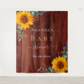 Baby shower zonnebloem bijtende bruine eucalyptus wandkleed (Voorkant)