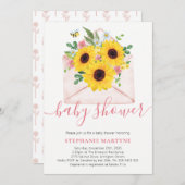 Baby shower Zonnebloem Bloemen Envelop Kaart (Voorkant / Achterkant)