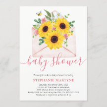 Baby shower Zonnebloem Bloemen Envelop