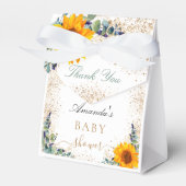 Baby shower zonnebloem eucalyptus glitter dank u bedankdoosjes (Voorkant Zijde)