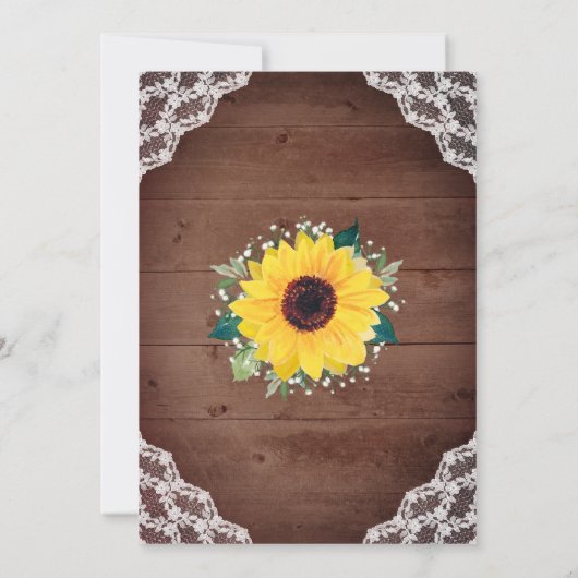 Baby shower Zonnebloem Kant Babys Adembloem Bloeme Kaart (Achterkant)