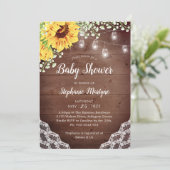 Baby shower Zonnebloem Kant Mason Jar Lights Kaart (Staand voorkant)