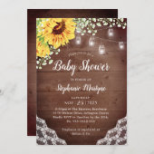 Baby shower Zonnebloem Kant Mason Jar Lights Kaart (Voorkant / Achterkant)