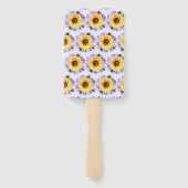 Baby shower Zonnebloem Paarse Bloemen Gepersonalis Handwaaier (Achterkant)