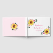 Baby shower Zonnebloem Roze Bloem Gepersonaliseerd Gastenboek (Volledig)