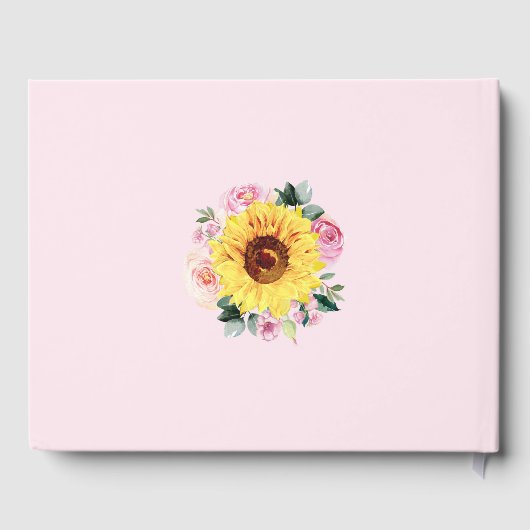 Baby shower Zonnebloem Roze Bloem Gepersonaliseerd Gastenboek (Achterkant)