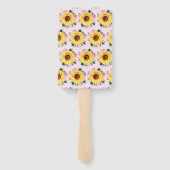 Baby shower Zonnebloem Roze Bloem Gepersonaliseerd Handwaaier (Achterkant)