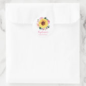 Baby shower Zonnebloem Roze Bloem Gepersonaliseerd Ronde Sticker (Tas)