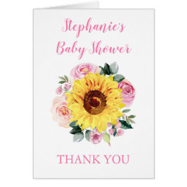 Baby shower Zonnebloem Roze Floral Hartelijk dank