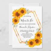 Baby shower zonnebloemen bijen witte rozengoud kaart (Voorkant)