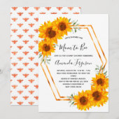 Baby shower zonnebloemen bijen witte rozengoud kaart (Voorkant / Achterkant)