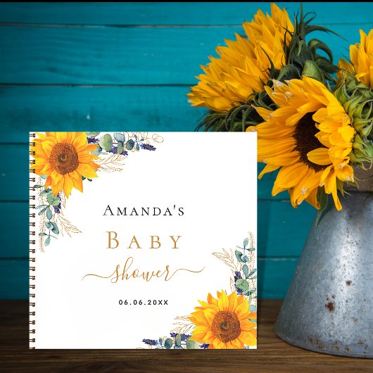 Baby shower zonnebloemen eucalyptus notitieboek