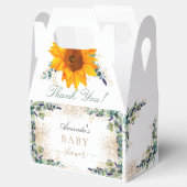 Baby shower zonnebloemen eucalyptusgoud glitter bedankdoosjes (Geopend)
